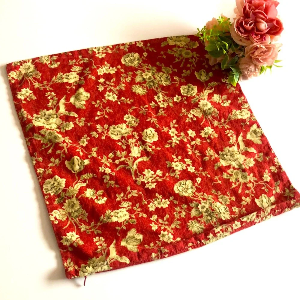 Pottery Barn Red Tan Floral Pillow Cover Square Pottery Barn Red Tan Paisley Y2K